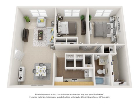 2x1 Floor Plan at Bradley Square, South Carolina, 29406